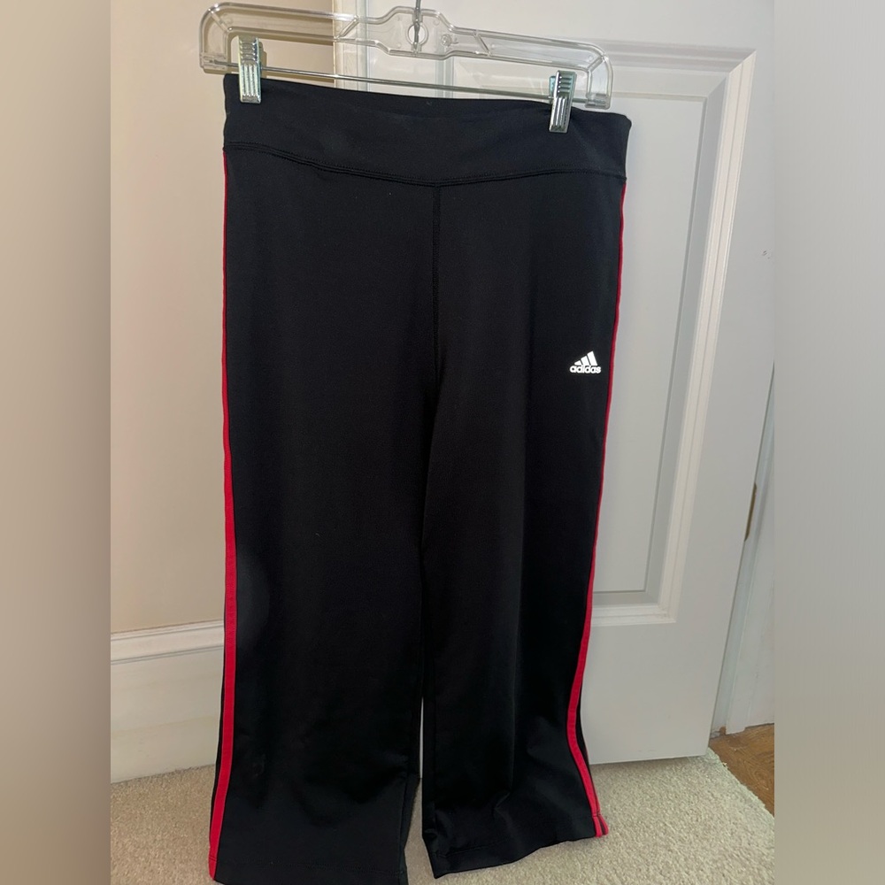 Adidas Women's Black Pants with Red Stripes